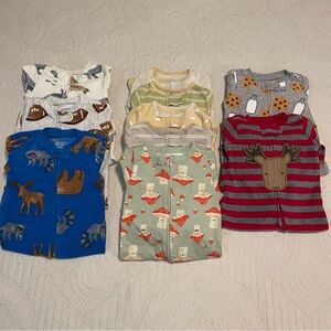 3/6 month boys zip Pajama bundle fleece and cotton